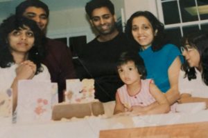 My sister Anishi’s birthday, she’s the adorable one front and center. I’m the one on the right with the really cool glasses. 